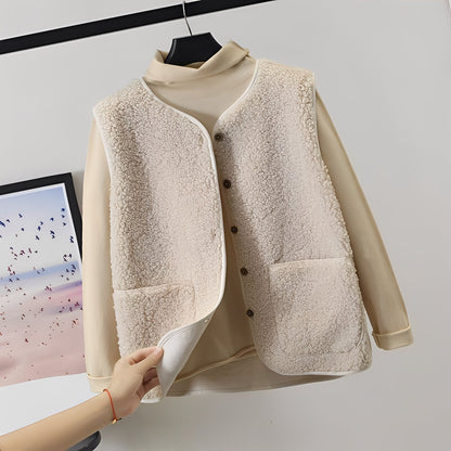 Stylische Damenjacke Plüsch Soft mit Taschen - IdealeKleiden