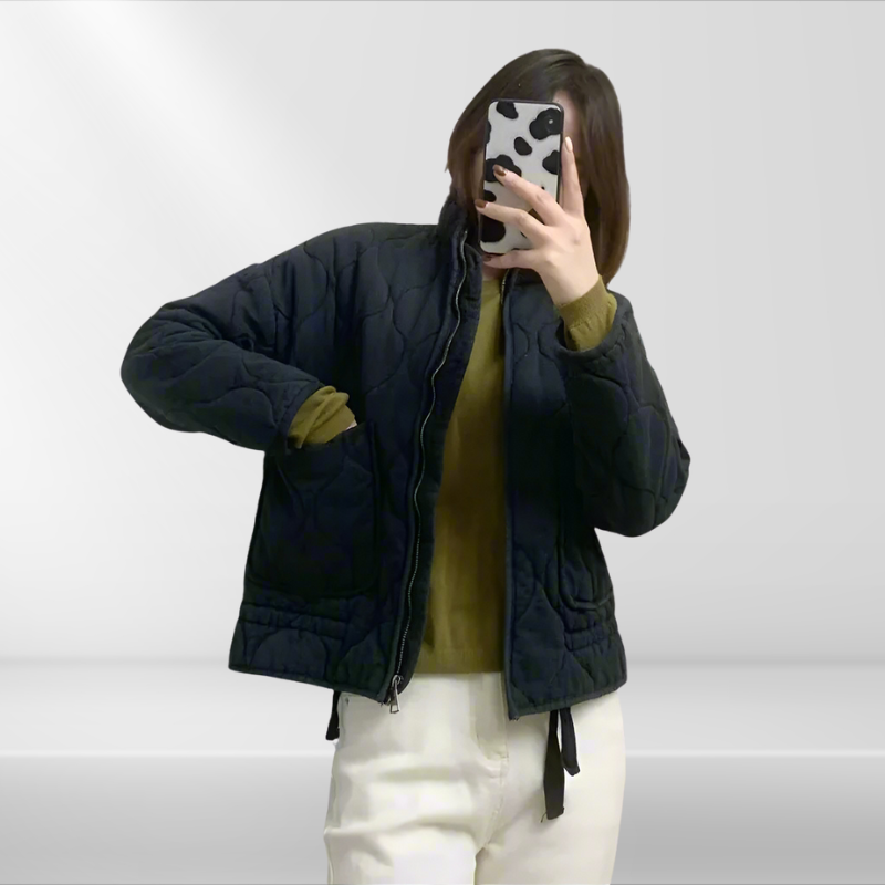 Damen Steppjacke Warm mit Kordelzug & Reißverschluss