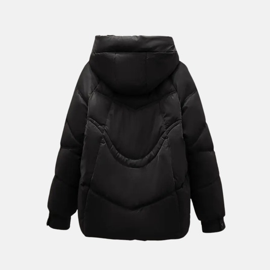 Kapuzen-Pufferjacke Relaxed Fit Damenschnee - IdealeKleiden