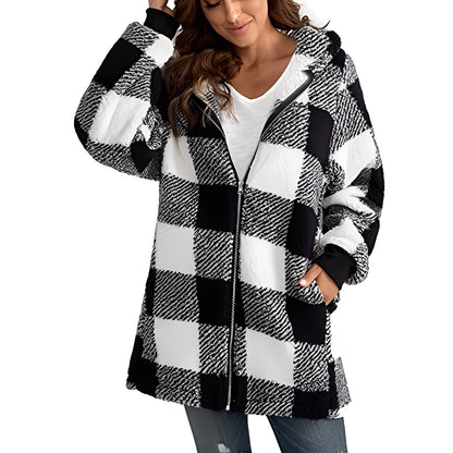 Modischer Damen Hoodie Karo Muster