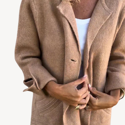 Frauen Langjacke Wollmischung mit Knöpfen