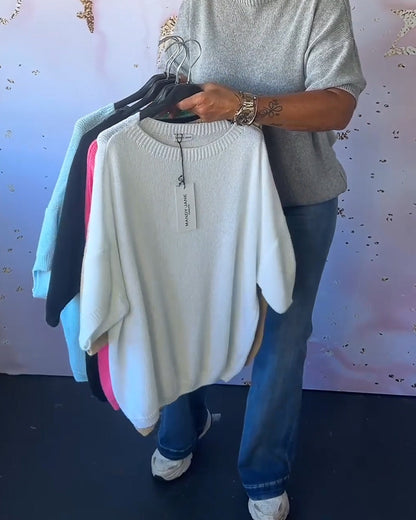 Bequemer Pullover Rundhals Unifarbe
