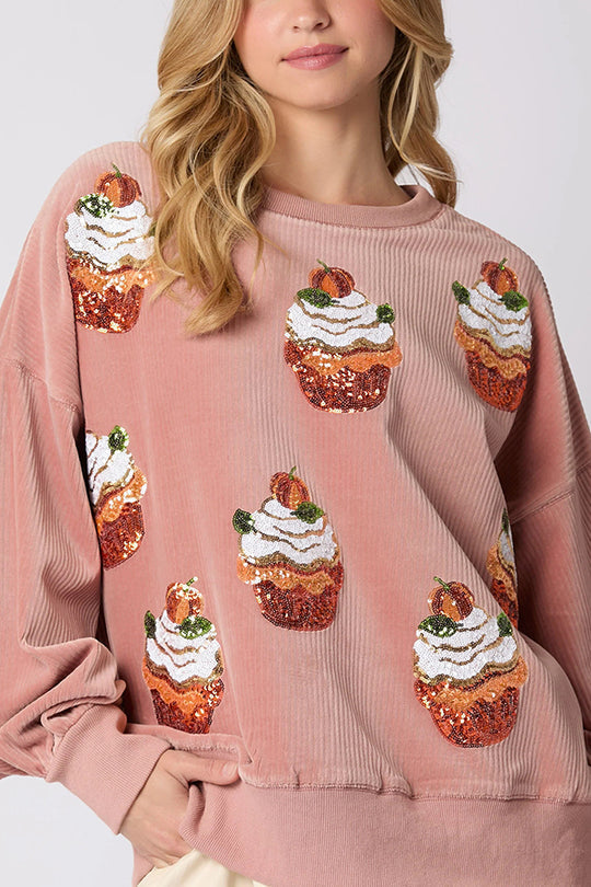 Weihnachts-Sweatshirt Pailletten Rundhals Frauen - IdealeKleiden