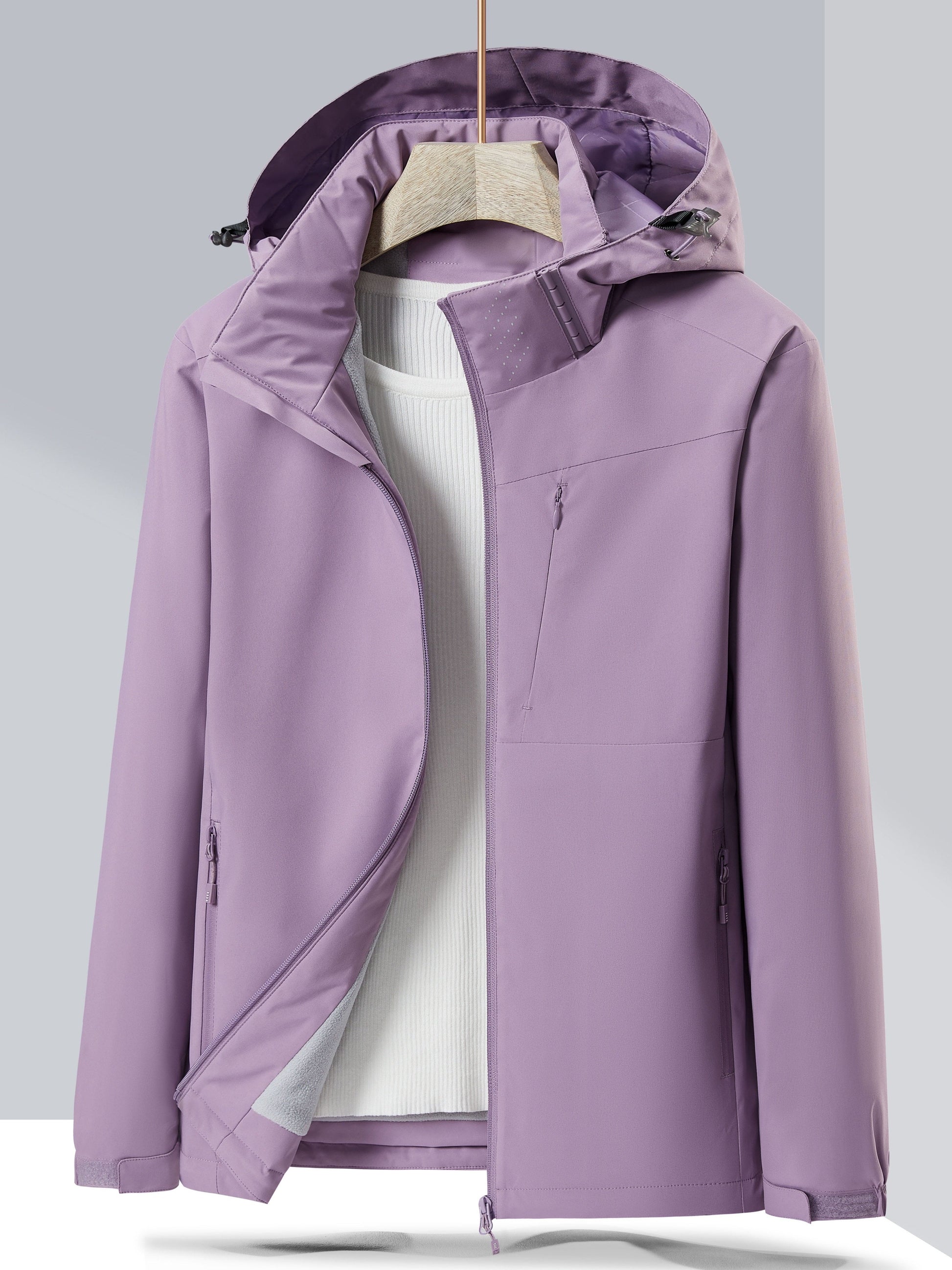 Wasserdichte Winterjacke Damen Kapuze Fleece - IdealeKleiden