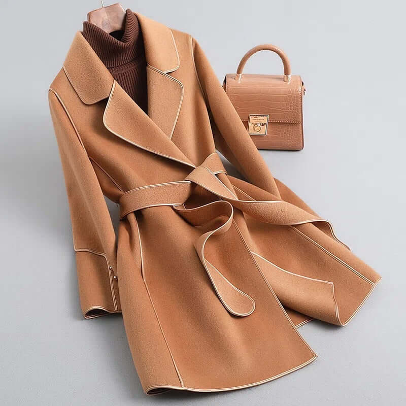 Damen Wollmantel Lang Elegant Winter
