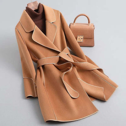 Damen Wollmantel Lang Elegant Winter