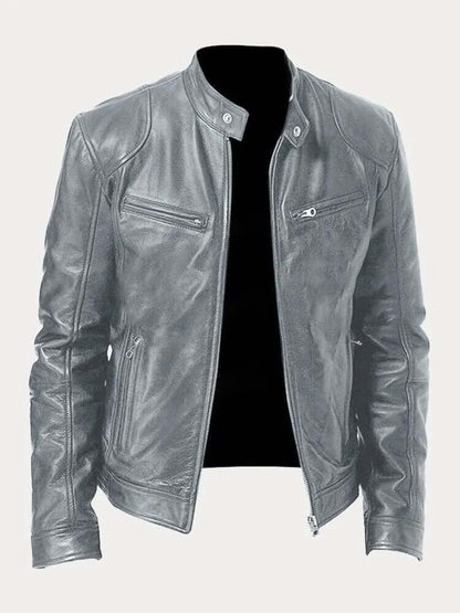 Herren Lederjacke Elegant Schwarz