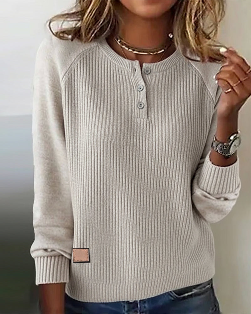 Stylisches Raglan Kleid Modern Knopf
