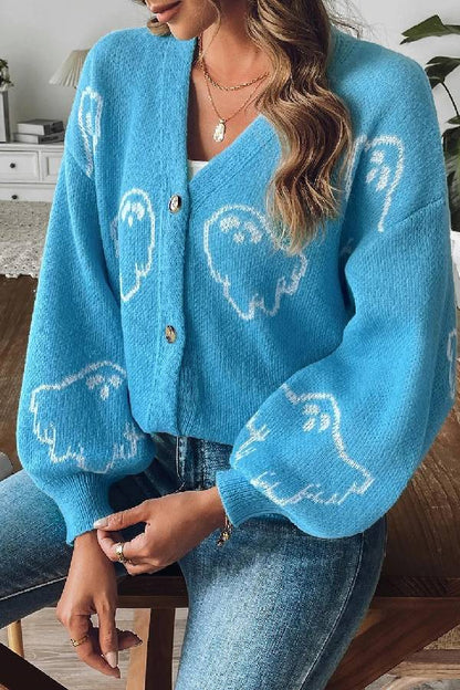 Cartoon Jacquard Jacke Bequem Lässig