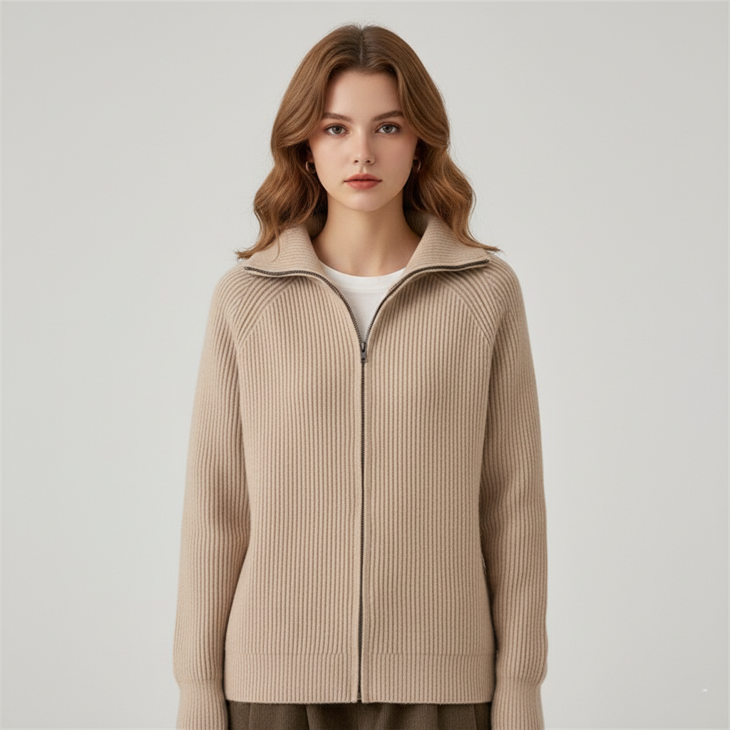 Stylische Strickjacke Slim Fit Rippstrick