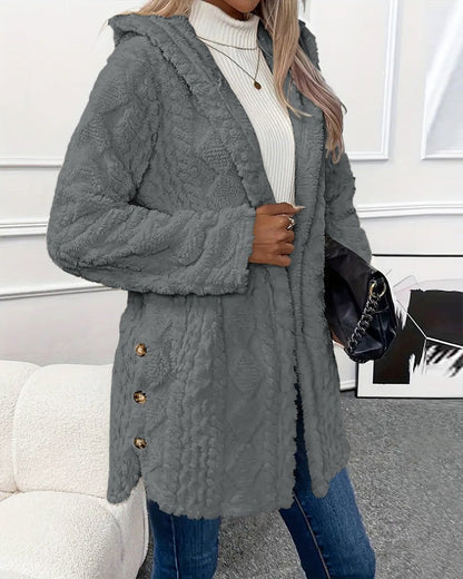 Kunstpelzjacke Lockere Passform Mit Kapuze