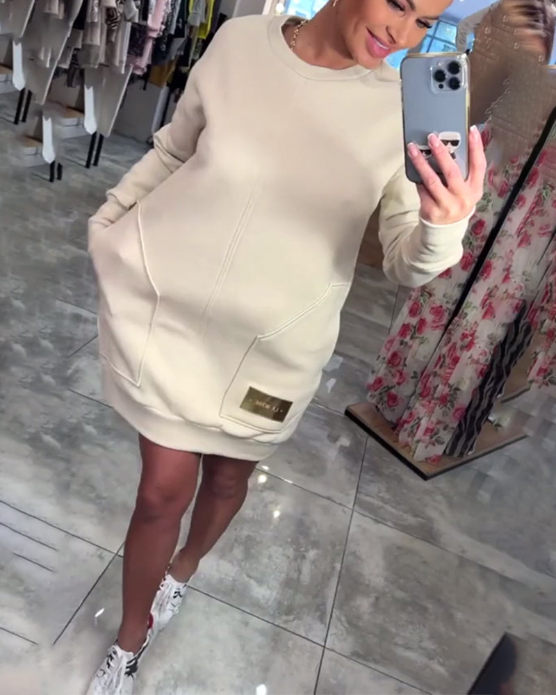 Modische Langarm-Pullover mit praktischer Tasche
