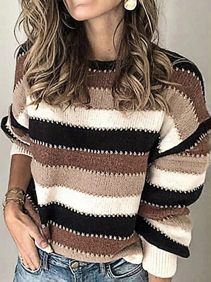 Lockere Oversize Pullover mit Streifen