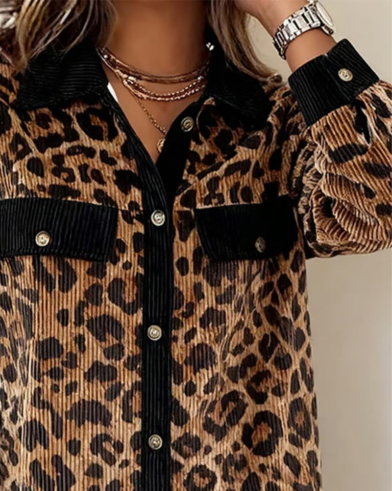 Leopard Muster Damenkleid Elegant - IdealeKleiden