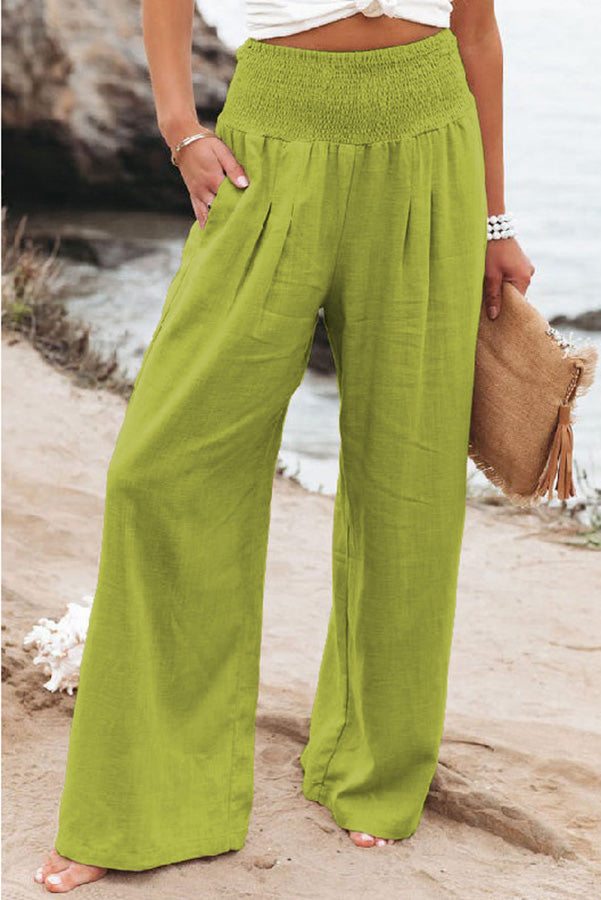 Damen Hose High-Waist Weite Bein Elegant