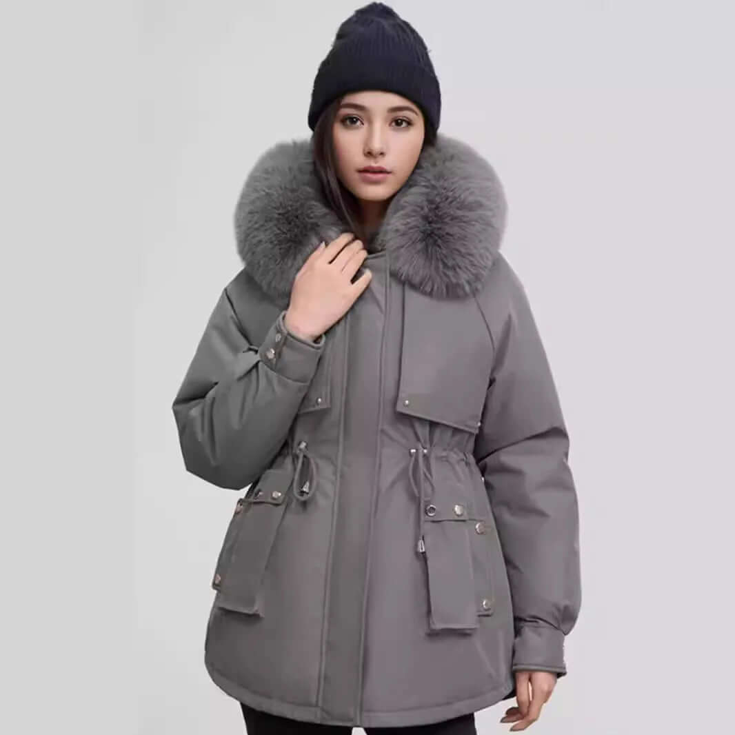 Damen Wintermantel Kunstpelz Kragen Stylish