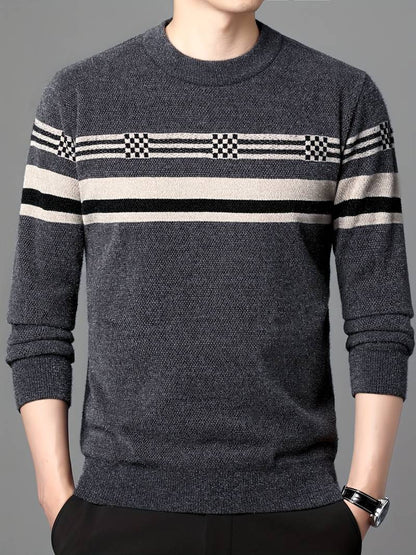 Herren Pullover Langarm Streifen Design