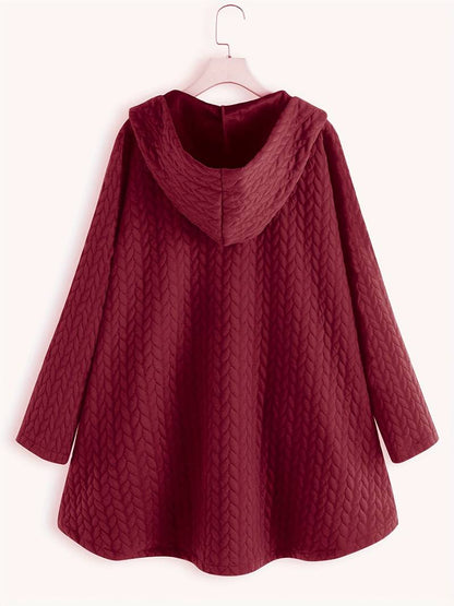 Lange Damenwinterjacke Bordeaux - IdealeKleiden