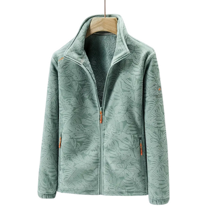 Damen Fleecejacke Winddicht mit Blumenmuster