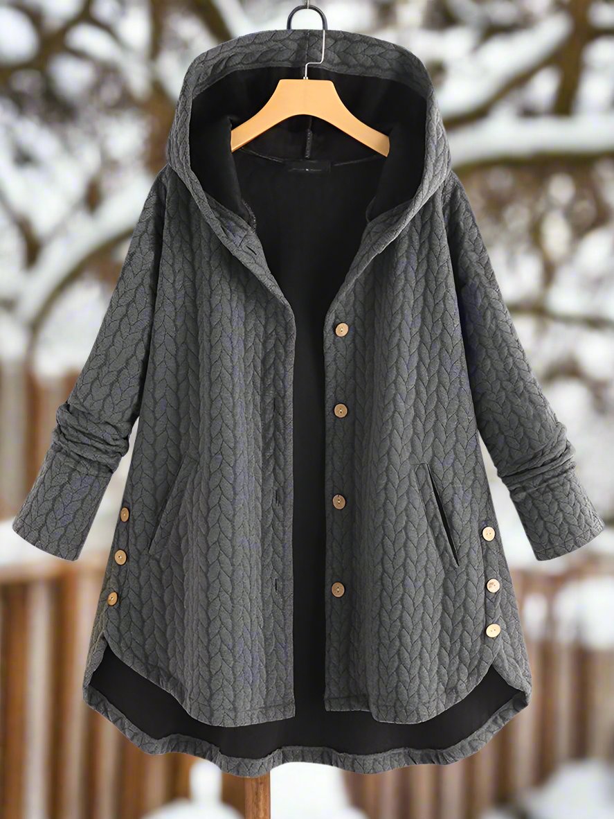 Große Strickjacke Übergröße Kapuze Asymmetrisch