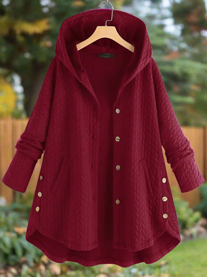 Große Strickjacke Übergröße Kapuze Asymmetrisch