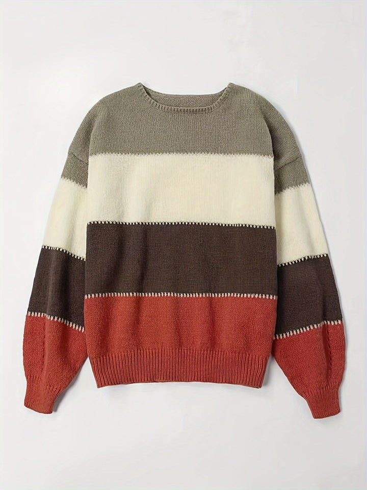 Farbblock Pullover Trendy Damen - IdealeKleiden