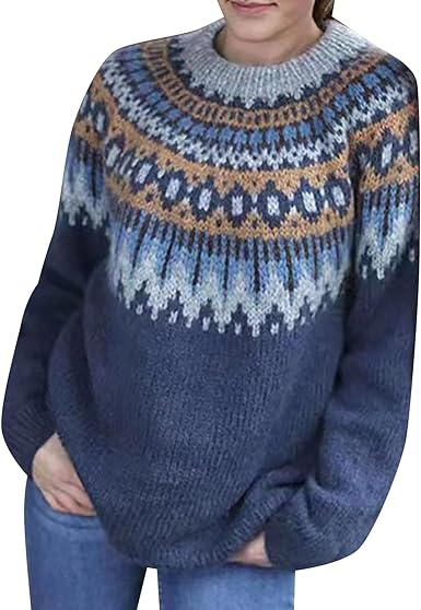 Stylischer Gemusterte Pullover Damen - IdealeKleiden