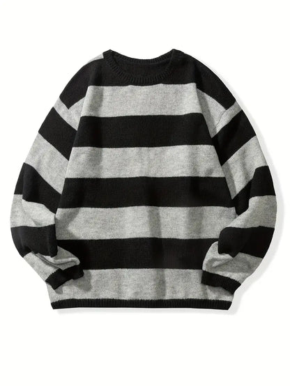 Herren Pullover Gestreift Retro Style