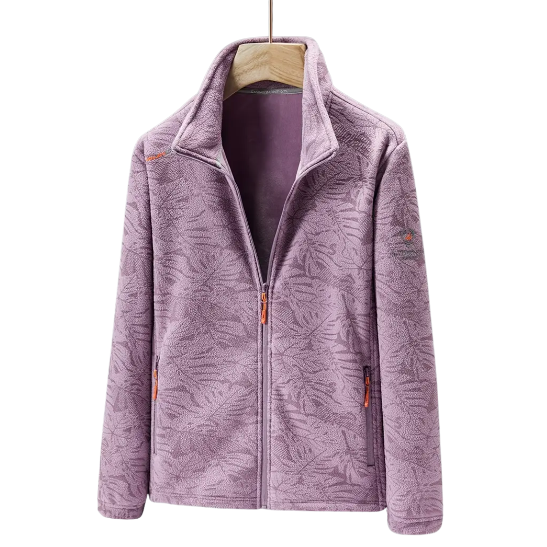 Damen Fleecejacke Winddicht mit Blumenmuster