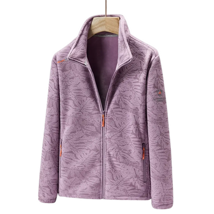 Damen Fleecejacke Winddicht mit Blumenmuster