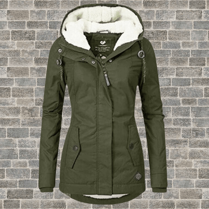 Damen Winterparka Lang Luxus Pelzfüllung