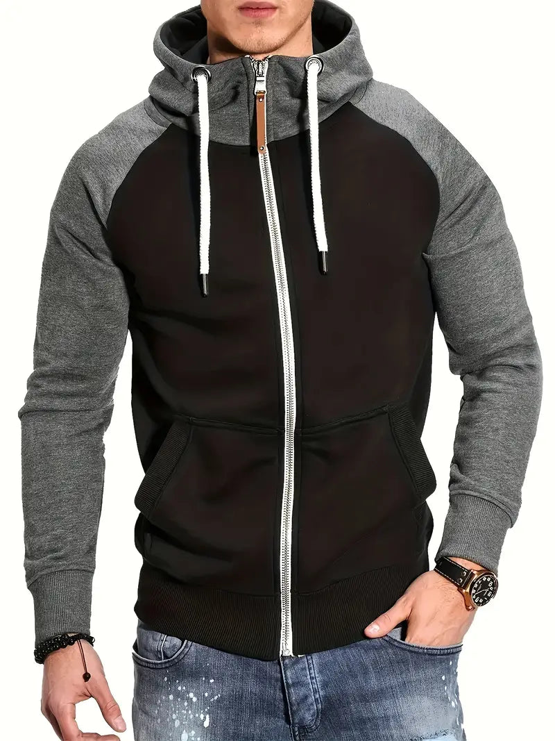 Herren Pullover Langarm Kapuze Reißverschluss
