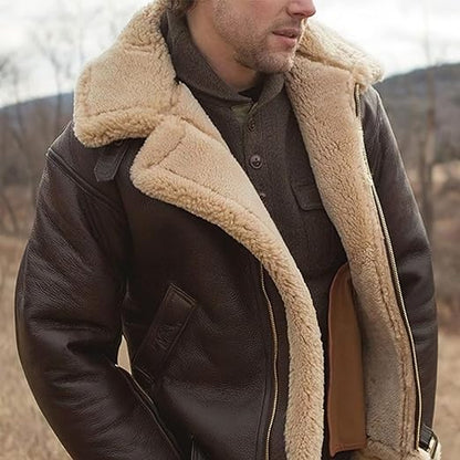 Herren Lederjacke Stilvoll Schwarz