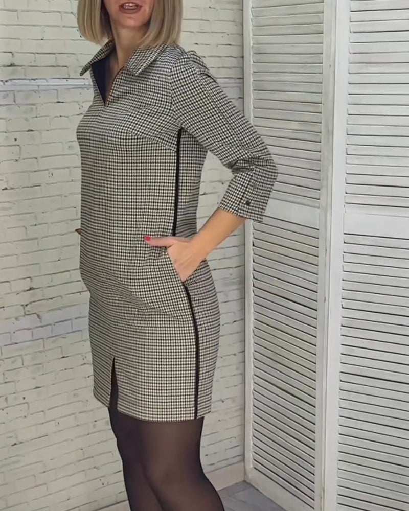 Elegante Abendkleid V-Ausschnitt Langarm - IdealeKleiden
