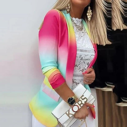 Damen Blazer Langarm Tie-Dye Trendig