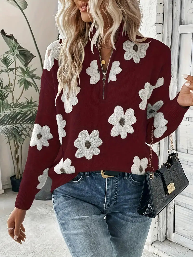 Damen Pullover Lässig Reißverschluss