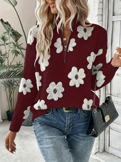 Damen Pullover Lässig Reißverschluss