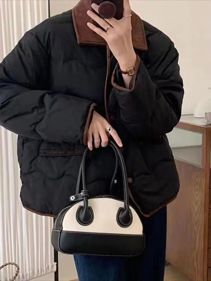 Stylische Steppjacke Kragen Knöpfe Damen