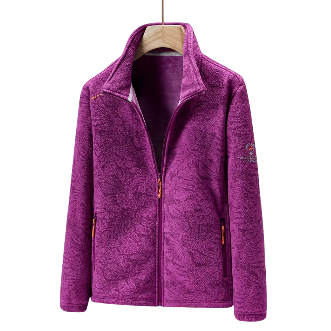 Damen Fleecejacke Winddicht mit Blumenmuster