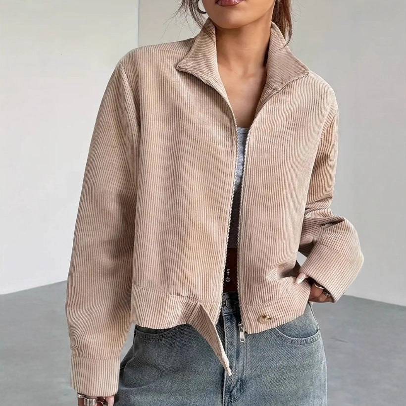 Kurze Cordjacke Übergröße Reißverschluss