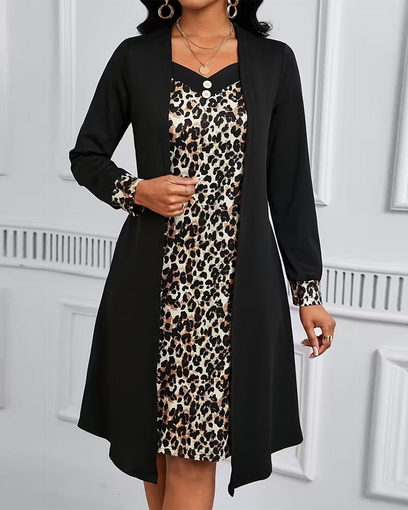 Leopard-Party-Kleid Zweiteilig Trendy