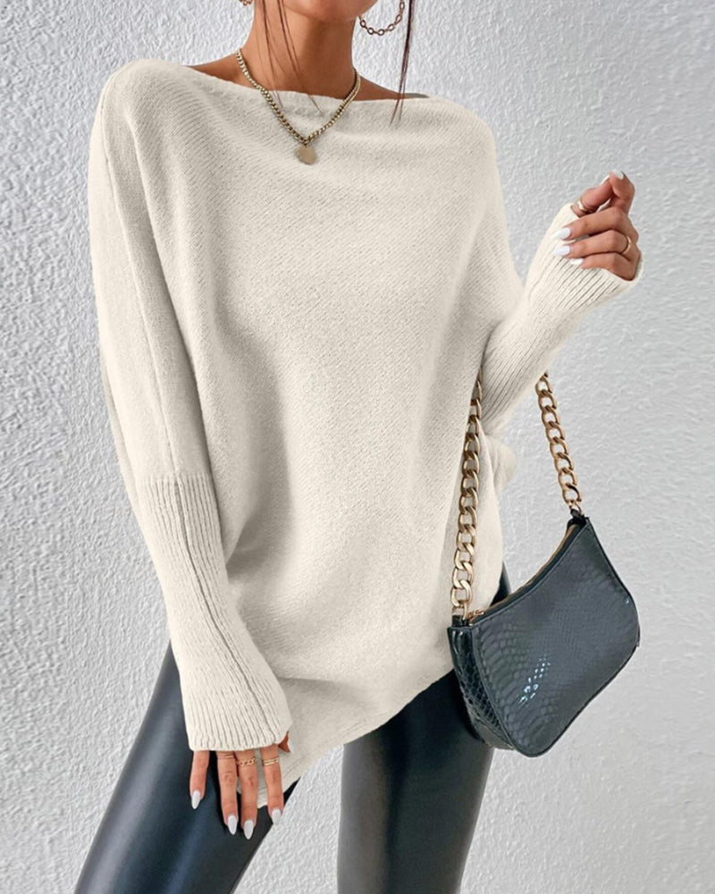 Modischer Pullover mit Asymmetrischem Saum - IdealeKleiden