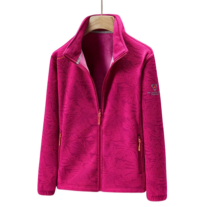 Damen Fleecejacke Winddicht mit Blumenmuster