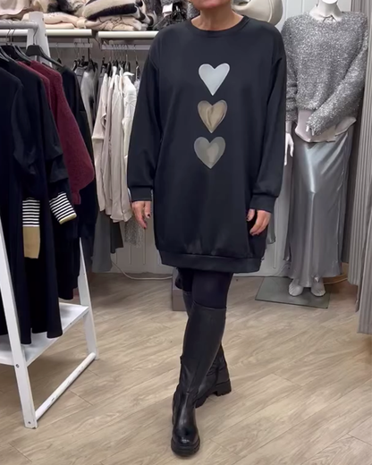 Kleid mit Herz-Muster Lässig Elegant