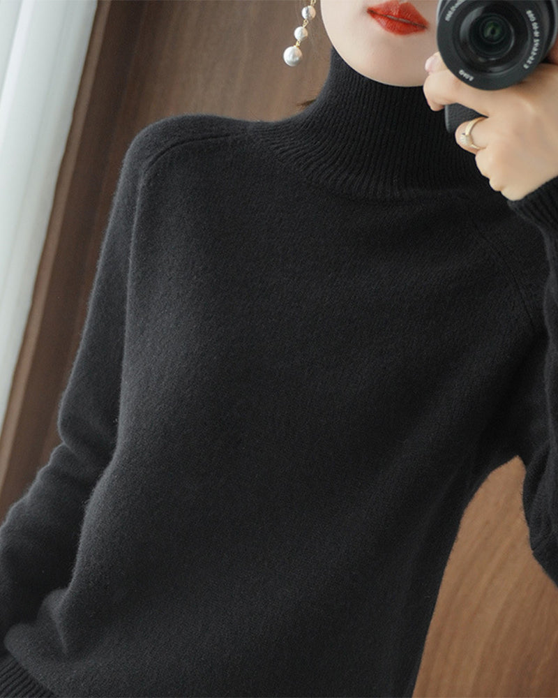 Eleganter Einfarbiger Pullover Langarm