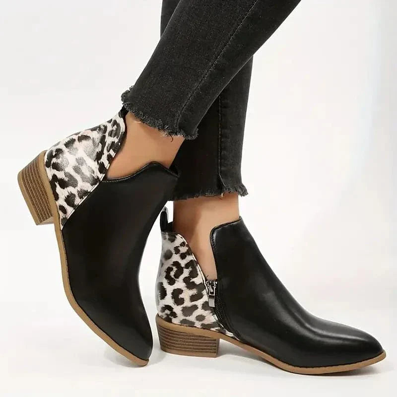 Stiefeletten Damen Spitze Zulaufend Niedriger Absatz