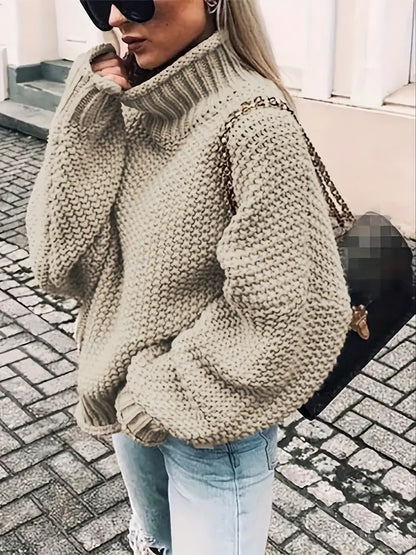 Stilvoller Einfarbiger Pullover Rollkragen