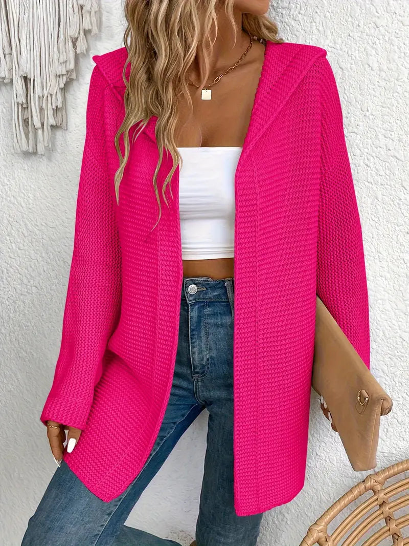 Praktische Strickjacke mit Verstellbarer Kapuze