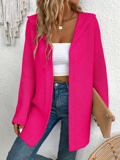Praktische Strickjacke mit Verstellbarer Kapuze