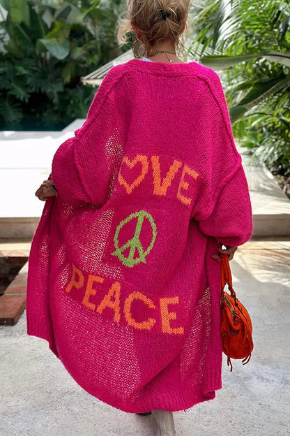 Kuschelige Strickjacke Liebe Frieden